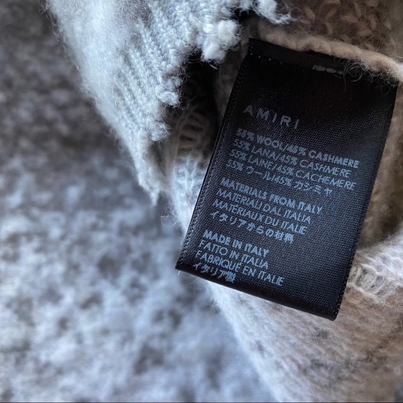 AMIRI cropped cashmere blend gray python print long sleeve pullover sweater - Picture 10 of 11